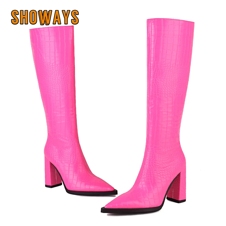 Zip Up Boots Short - Sepatu bot kulit buaya palsu untuk