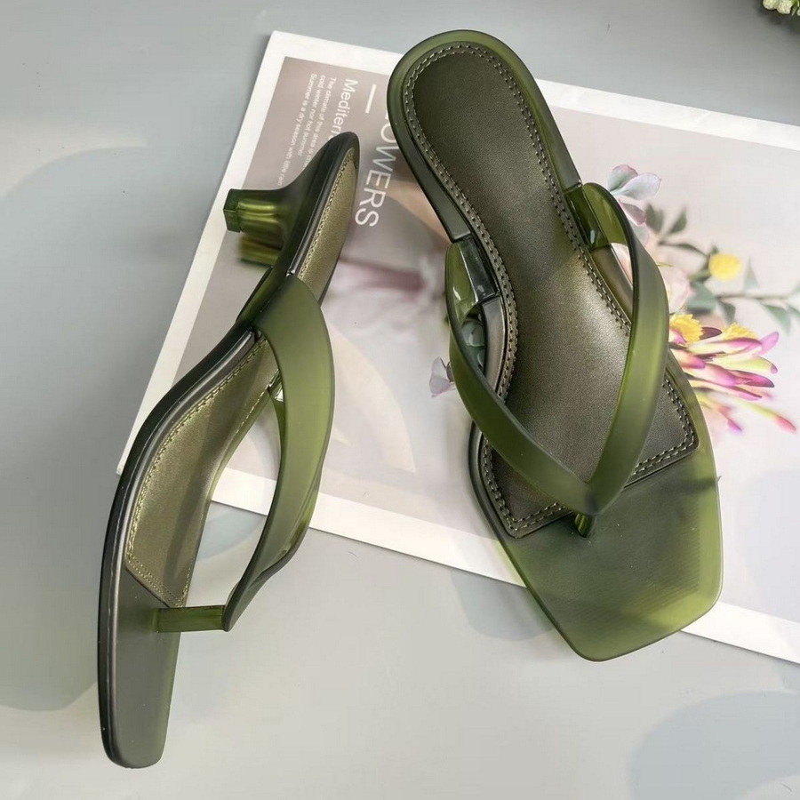 Jelly Sandal Women - Sandal Thong PVC Hijau Zaitun Korea