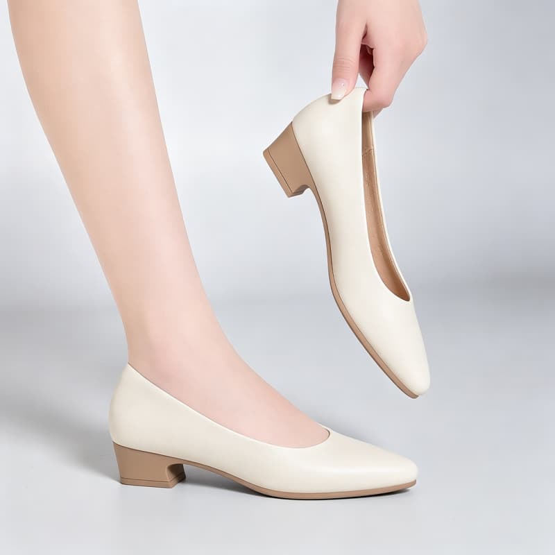 Sepatu Wanita Kulit Lembut Ele - Court Heel Pointed ulasan dan harga