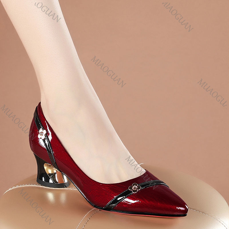 Sepatu Hak Tengah Tebal Kulit  - Women'S Shoes Professional ulasan dan harga