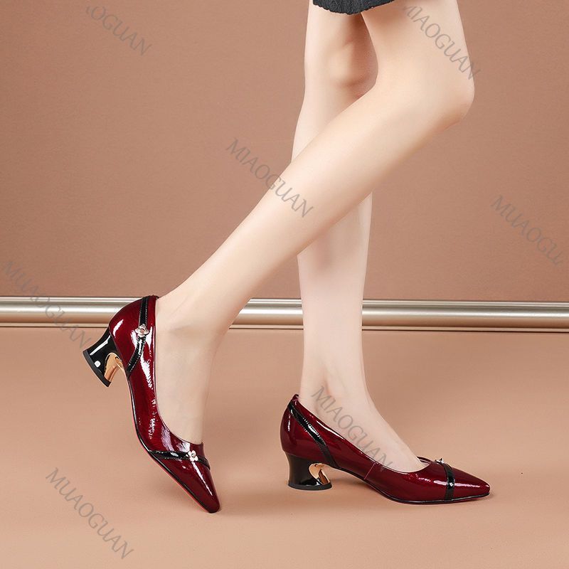 Sepatu Hak Tengah Tebal Kulit  - Women'S Shoes Professional ulasan dan harga